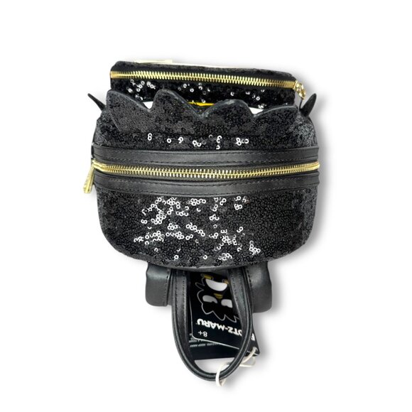 Loungefly X Sanrio Badtz-Maru Black Sequin Mini Backpack New Faux Leather - Picture 10 of 11